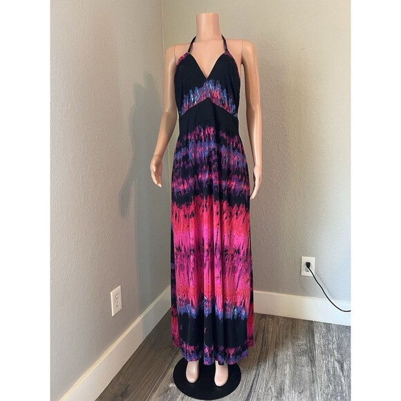 Baby Phat Dresses & Skirts - Baby Phat Womens Pink Black tie dye Sexy Flowy Maxi Halter Stretch 2X Dress #196